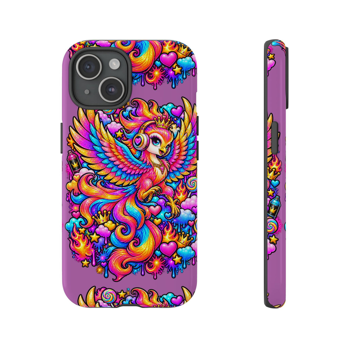 Phone Case — Vibrant Rainbow Phoenix with Headphones