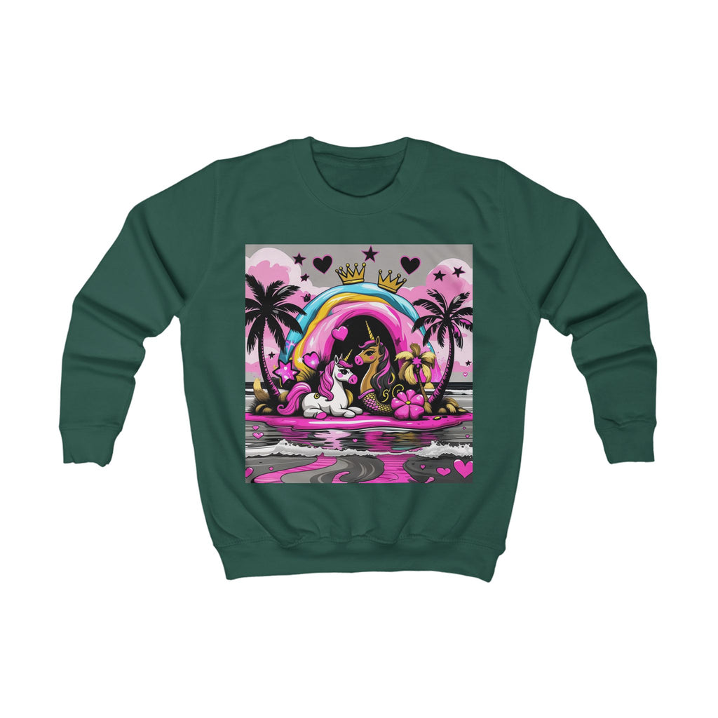 Kids Unicorn Sweatshirt  Rainbow Beach Princess Graphic