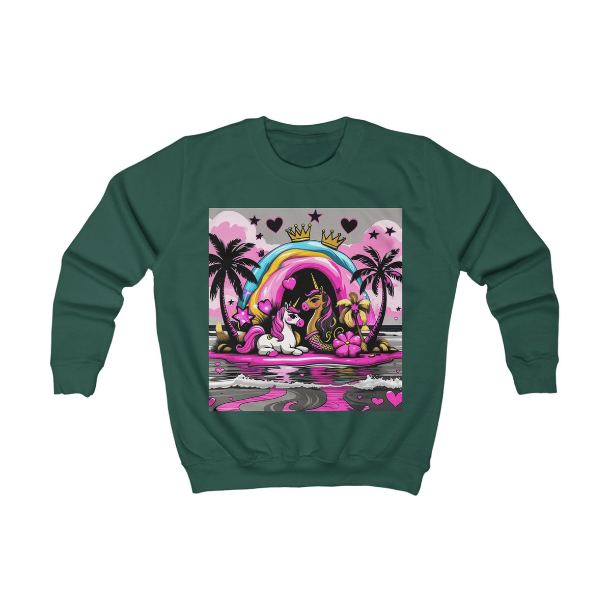 Kids Unicorn Sweatshirt  Rainbow Beach Princess Graphic