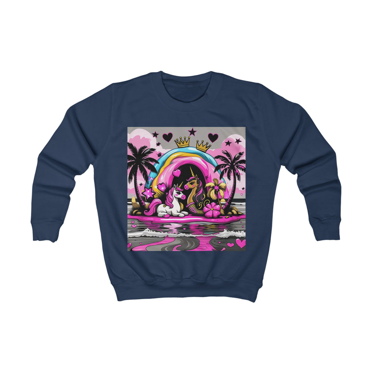 Kids Unicorn Sweatshirt  Rainbow Beach Princess Graphic