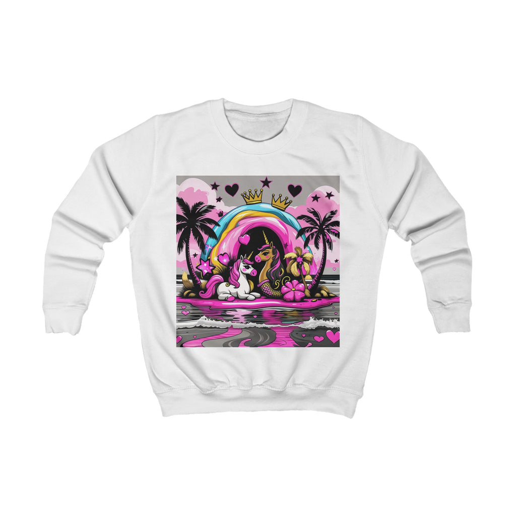 Kids Unicorn Sweatshirt  Rainbow Beach Princess Graphic