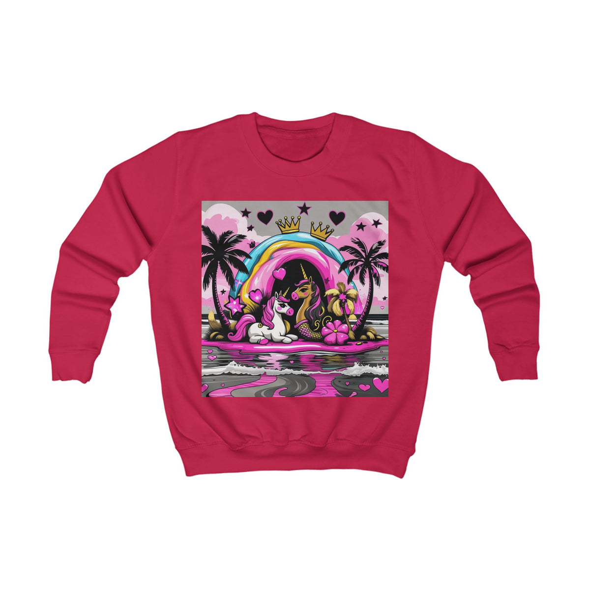 Kids Unicorn Sweatshirt  Rainbow Beach Princess Graphic