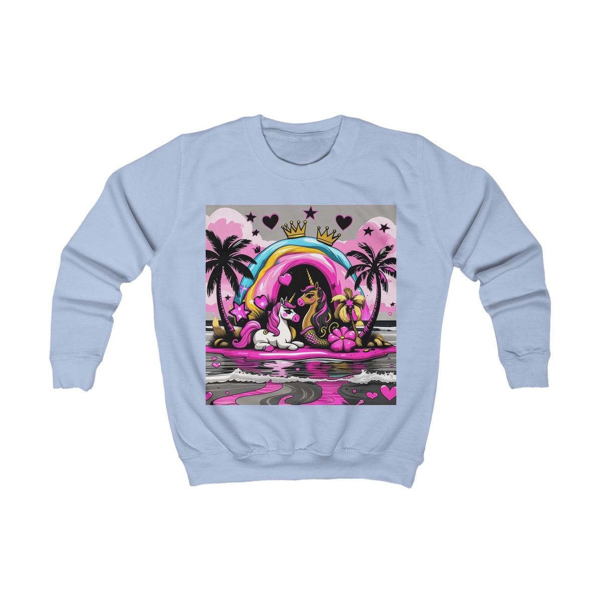 Kids Unicorn Sweatshirt  Rainbow Beach Princess Graphic
