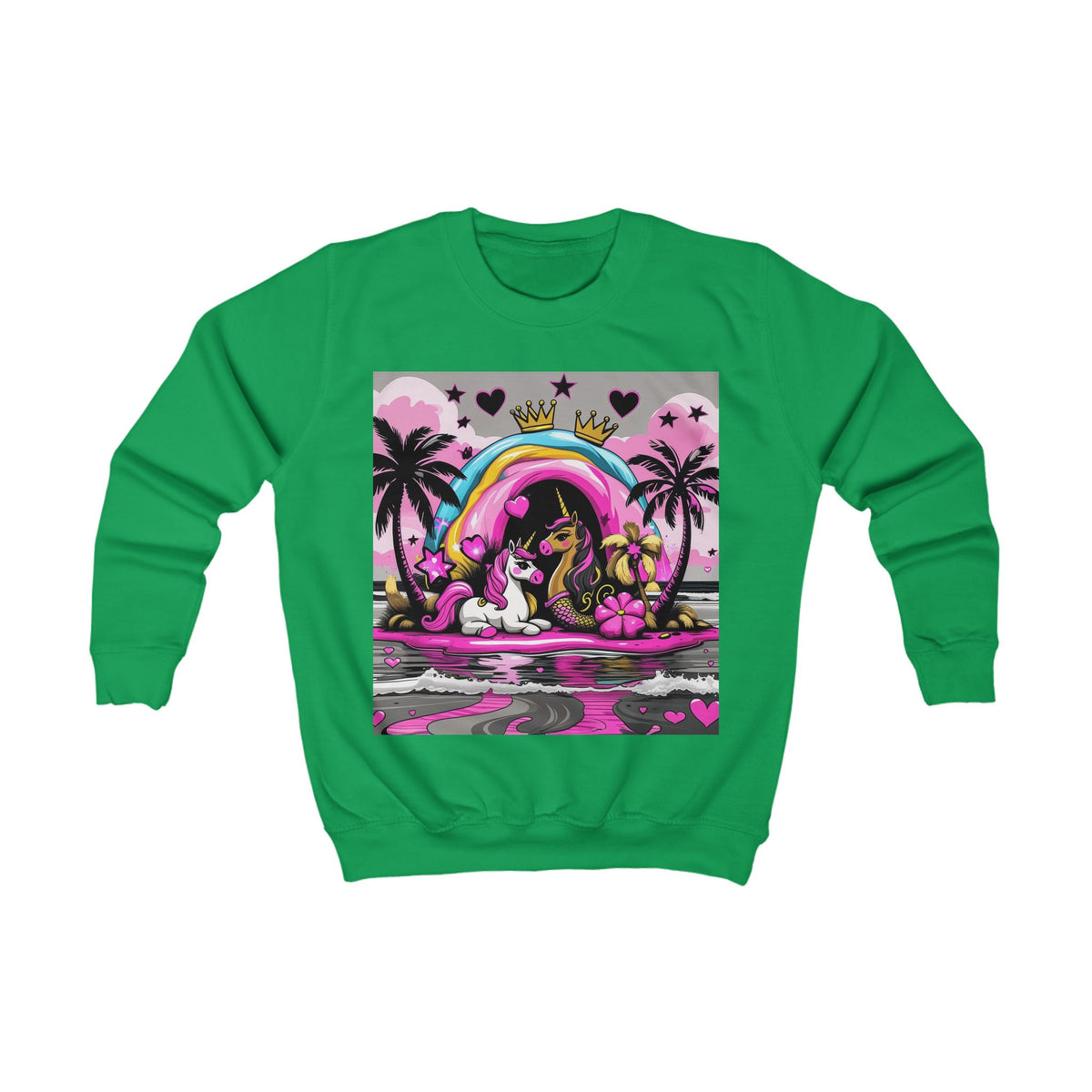 Kids Unicorn Sweatshirt  Rainbow Beach Princess Graphic