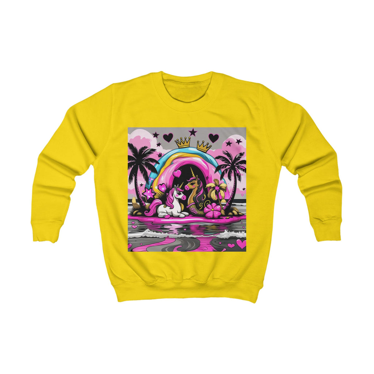 Kids Unicorn Sweatshirt  Rainbow Beach Princess Graphic