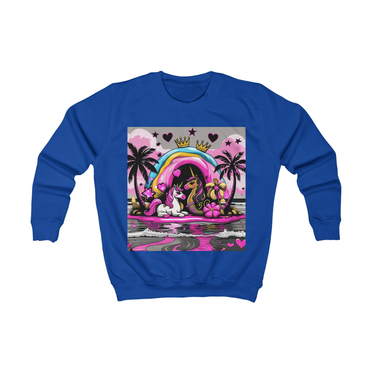 Kids Unicorn Sweatshirt  Rainbow Beach Princess Graphic