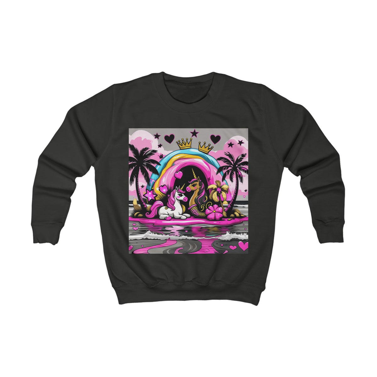 Kids Unicorn Sweatshirt  Rainbow Beach Princess Graphic