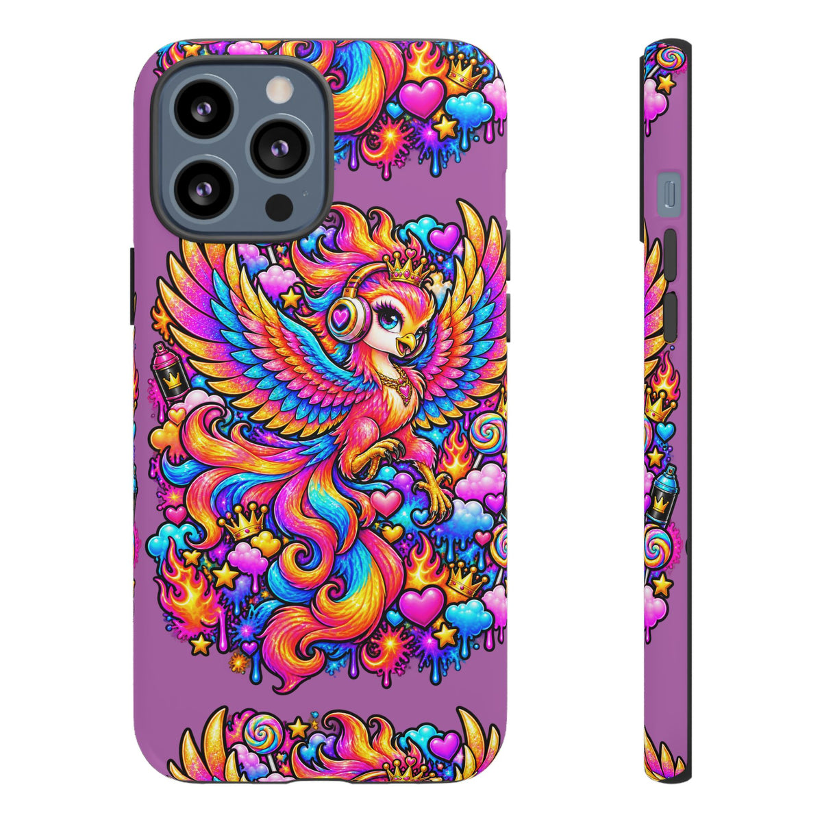 Phone Case — Vibrant Rainbow Phoenix with Headphones
