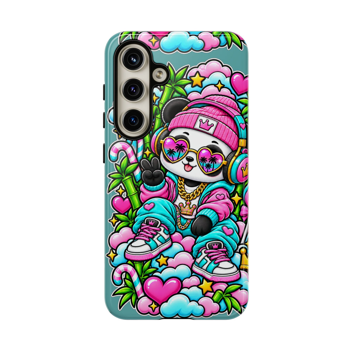 Cute Panda Phone Case Glam Panda Tropical Design