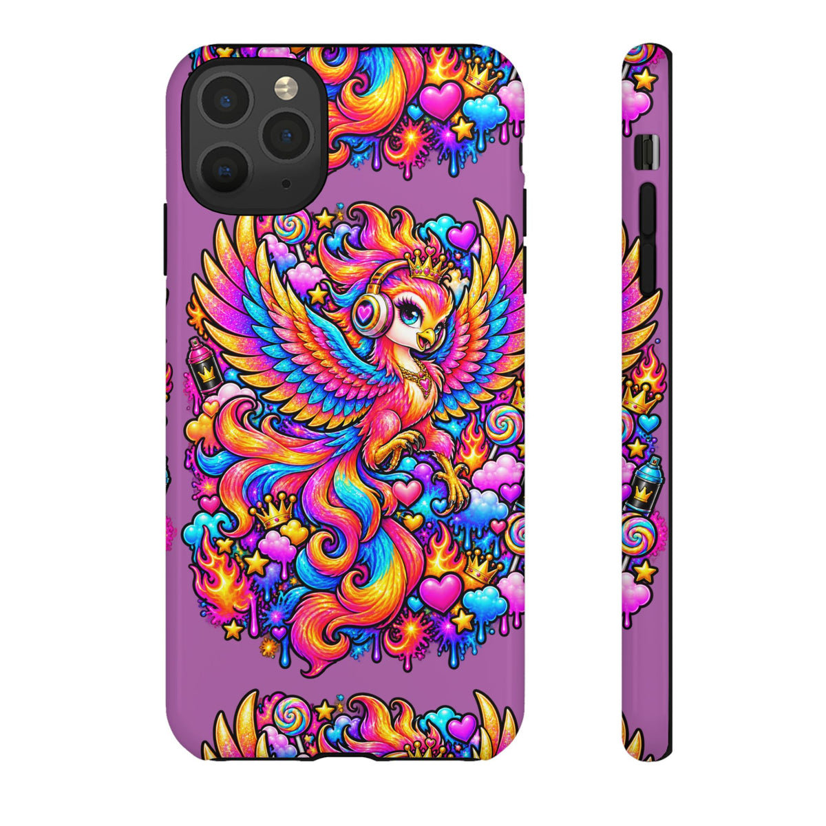 Phone Case — Vibrant Rainbow Phoenix with Headphones