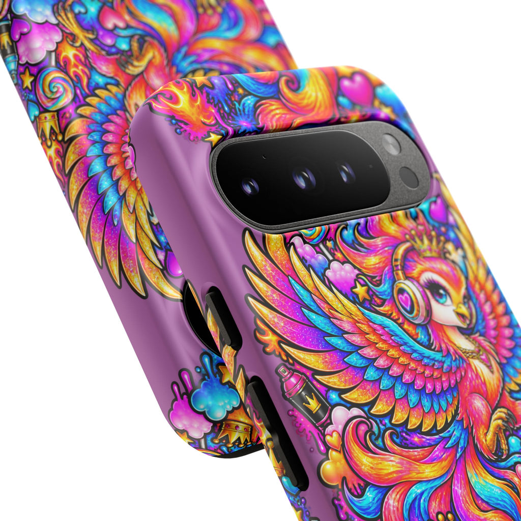 Phone Case — Vibrant Rainbow Phoenix with Headphones
