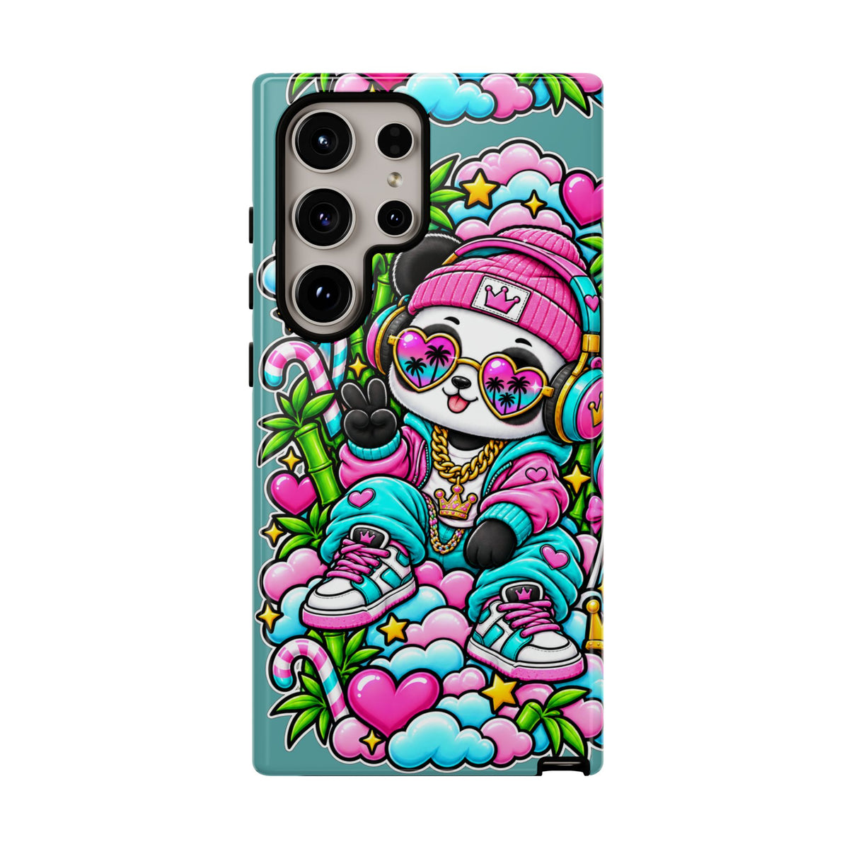 Cute Panda Phone Case Glam Panda Tropical Design
