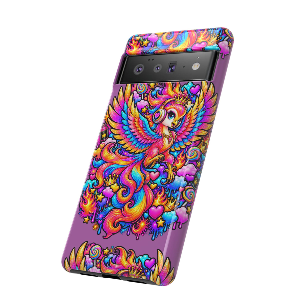 Phone Case — Vibrant Rainbow Phoenix with Headphones
