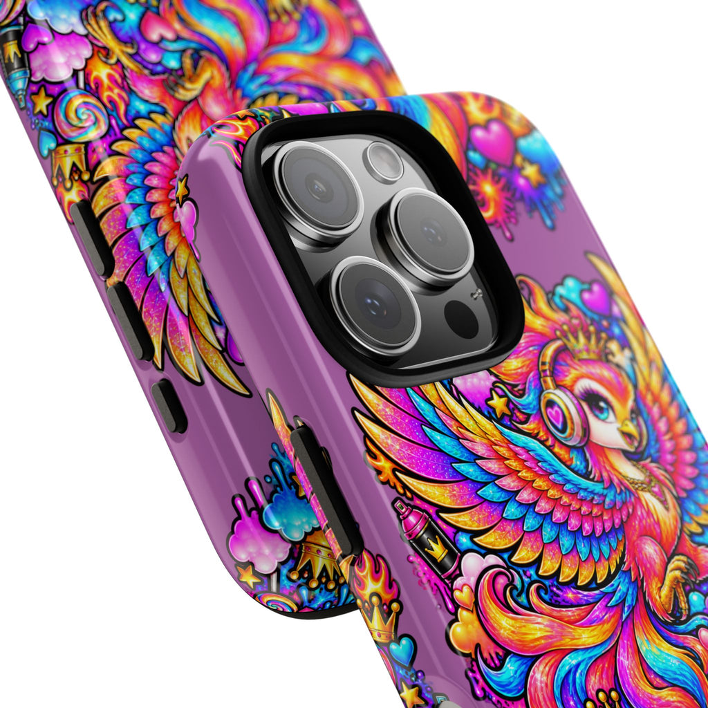 Phone Case — Vibrant Rainbow Phoenix with Headphones