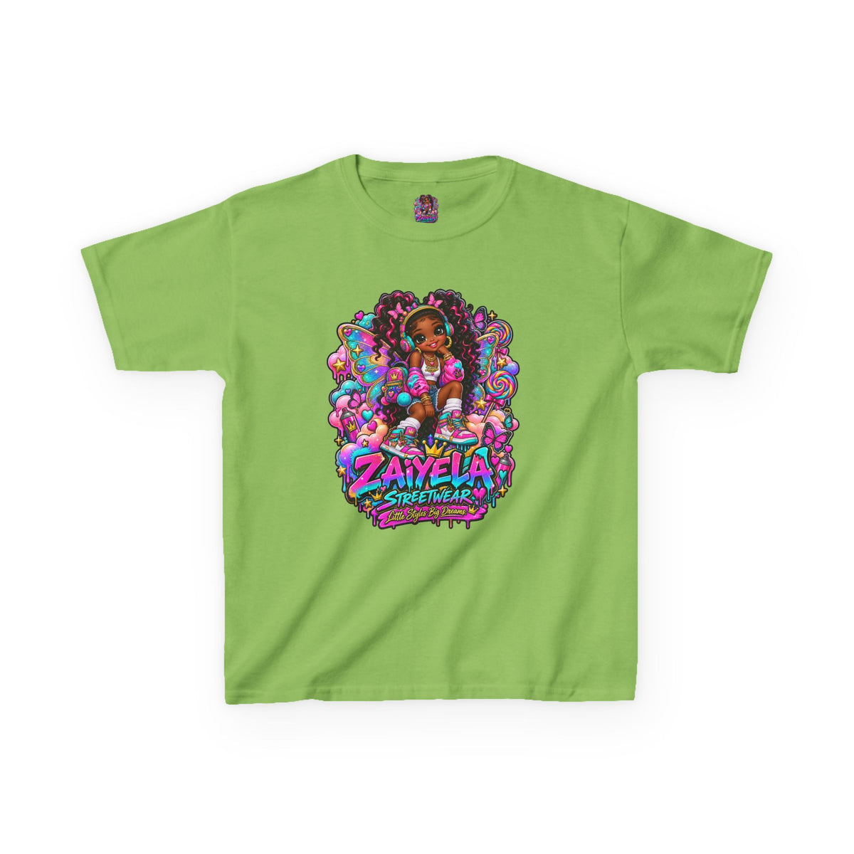 Kids T‑Shirt — Colorful Fairy Streetwear Princess Cartoon Girl Graphic Shirt for Kids