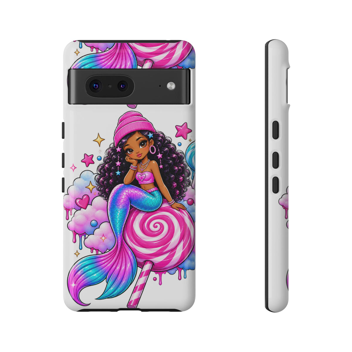 Cute Mermaid Candy Phone Case  Pink Lollipop Fantasy Tough Case