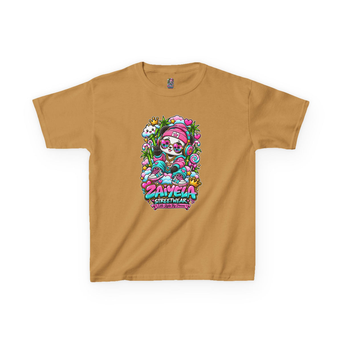 Kids T-Shirt Colorful Glam Panda Graphic Tee