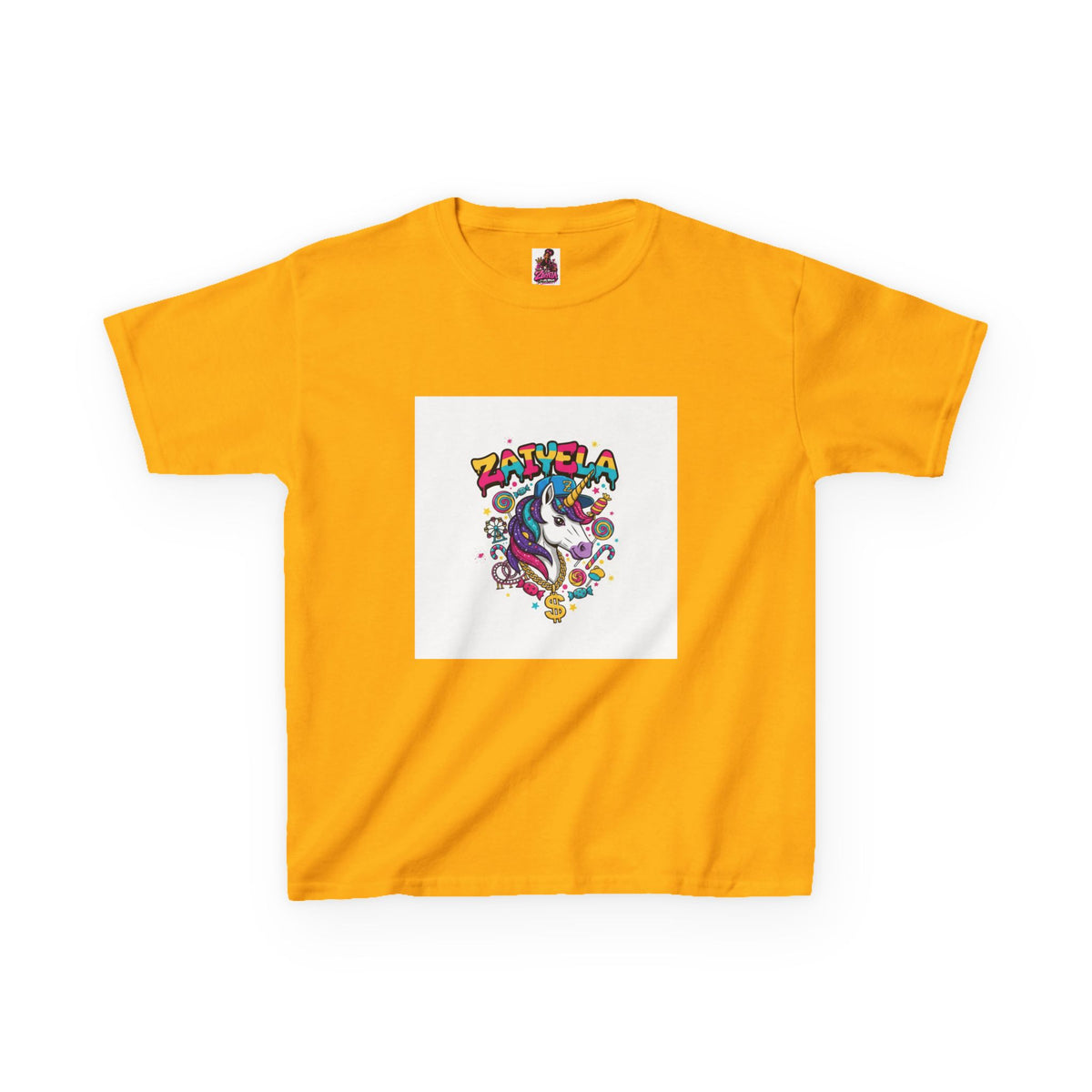 Kids T-Shirt  Colorful Unicorn Graphic  Zaiyela Cute Rainbow Tee for Girls & Boys
