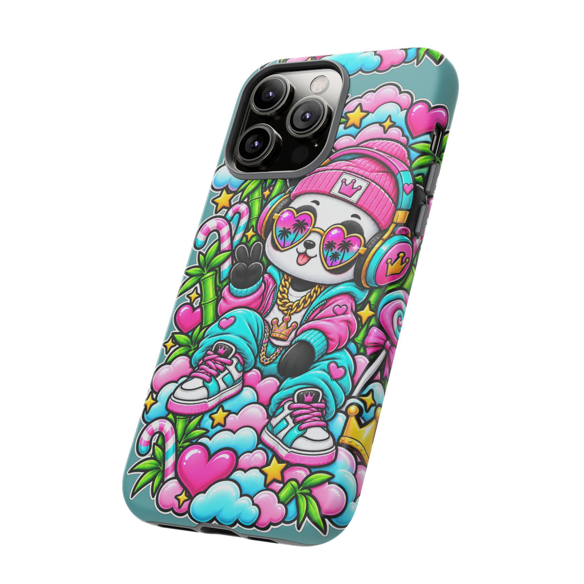 Cute Panda Phone Case Glam Panda Tropical Design