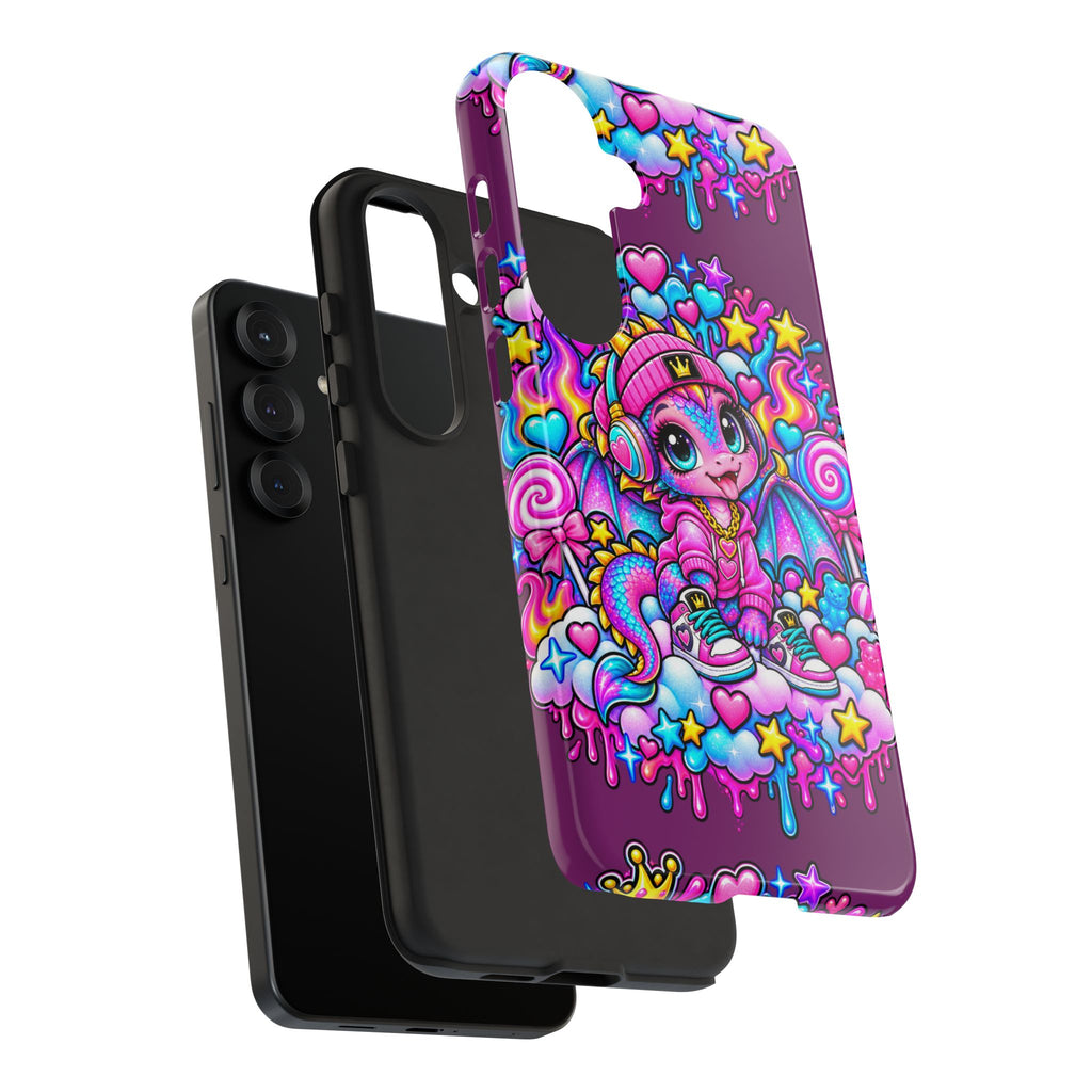 Cute Dragon Phone Case Purple Heart Crown Design