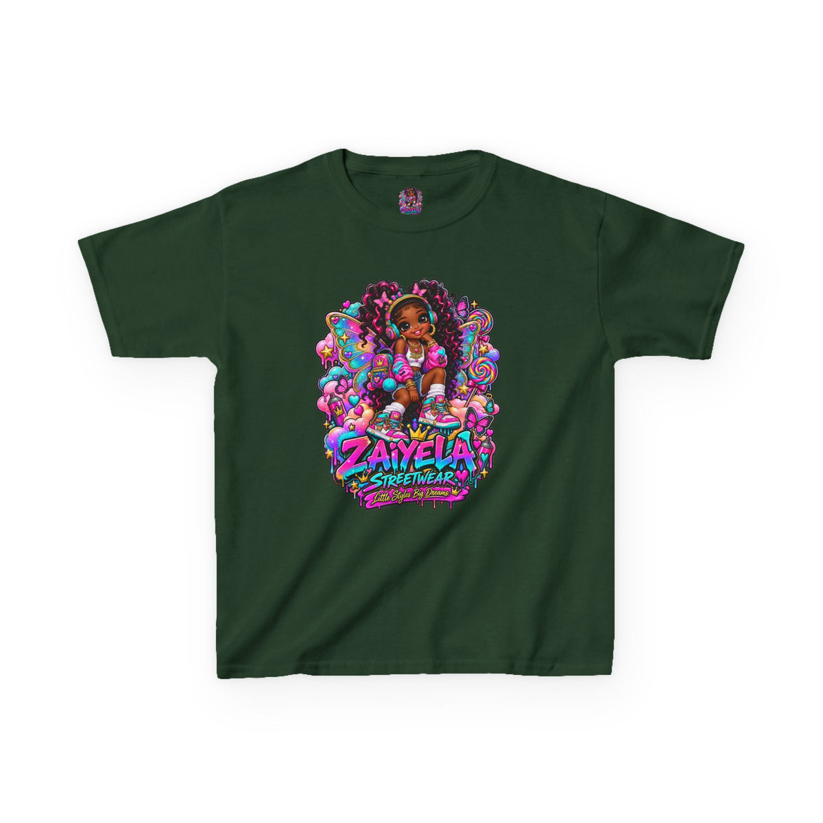 Kids T‑Shirt — Colorful Fairy Streetwear Princess Cartoon Girl Graphic Shirt for Kids