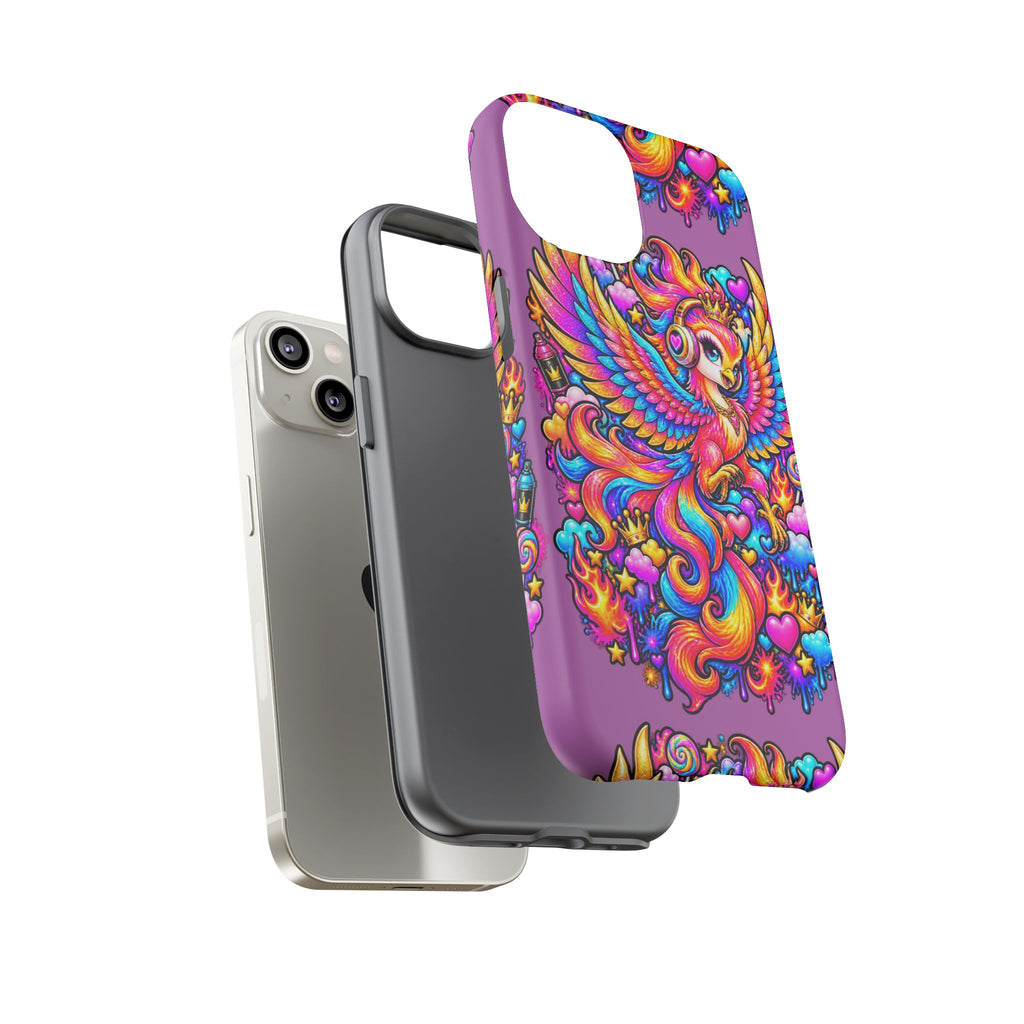 Phone Case — Vibrant Rainbow Phoenix with Headphones