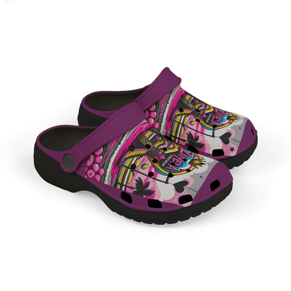 Kids Graffiti Name Clogs Personalized Zaiyela Purple EVA Foam Clogs