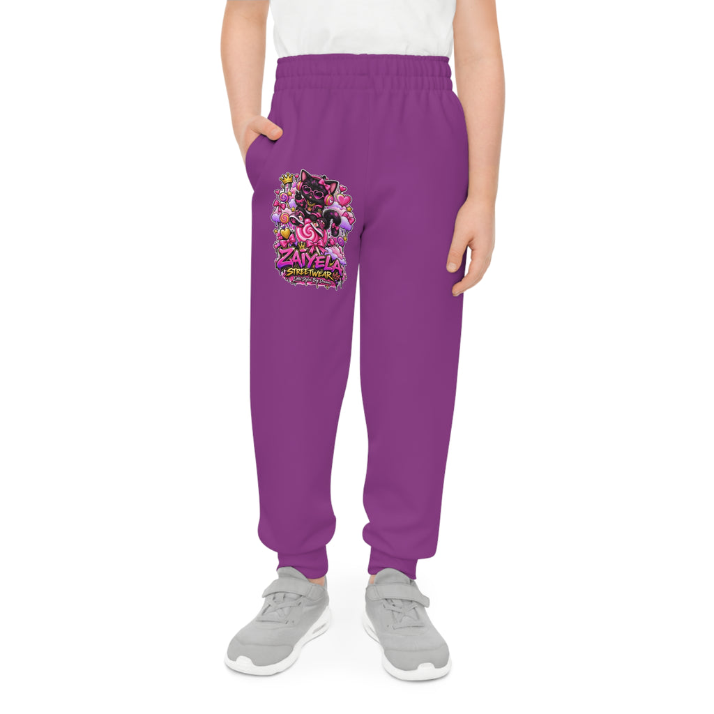 Youth Joggers — Pink Floral Unicorn Graphic Sweatpants Magical Kitty