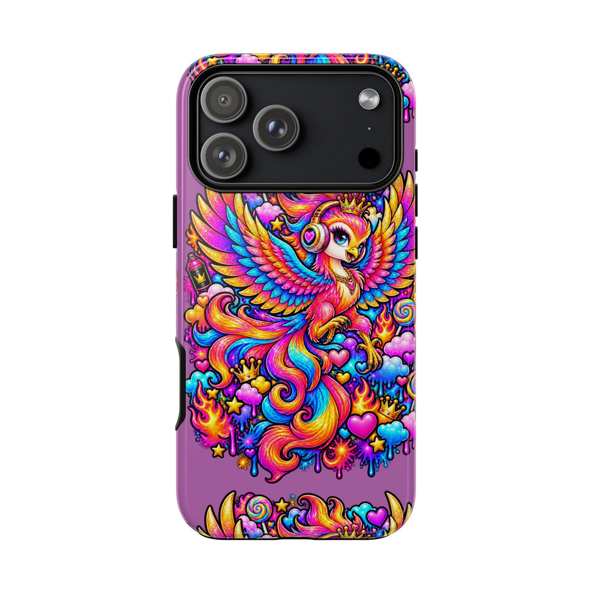 Phone Case — Vibrant Rainbow Phoenix with Headphones