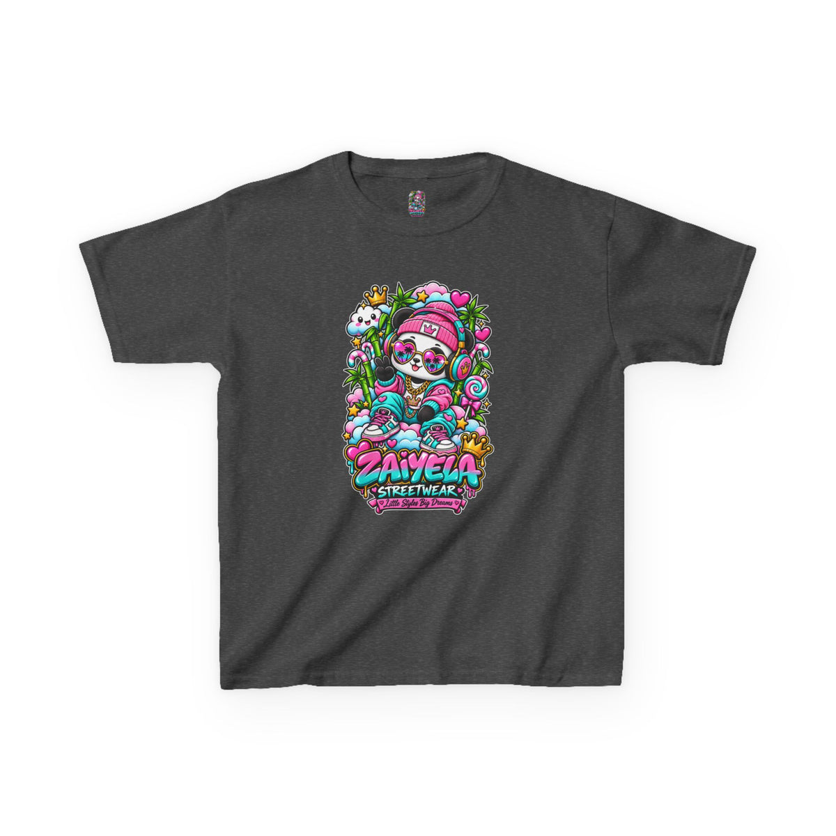 Kids T-Shirt Colorful Glam Panda Graphic Tee