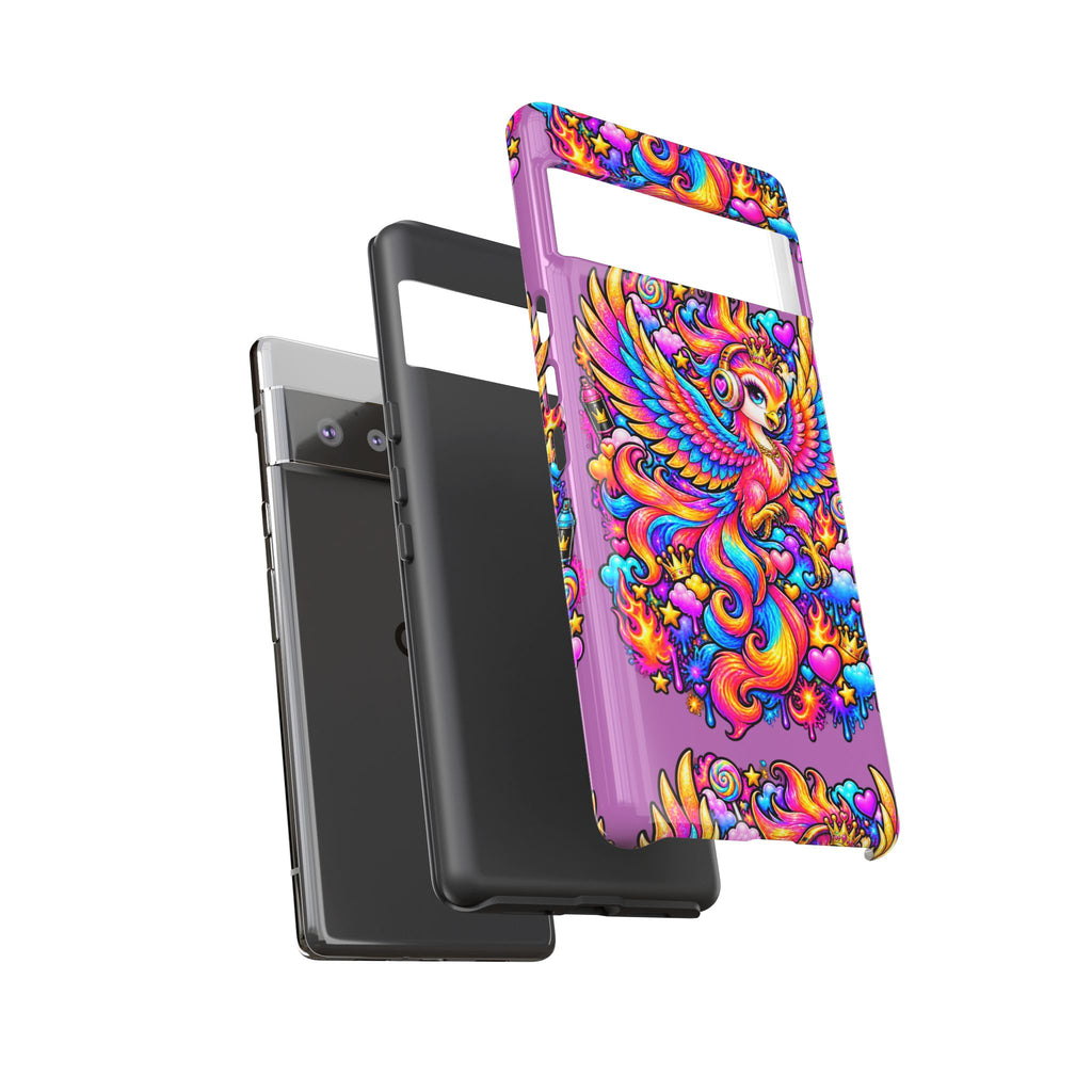 Phone Case — Vibrant Rainbow Phoenix with Headphones