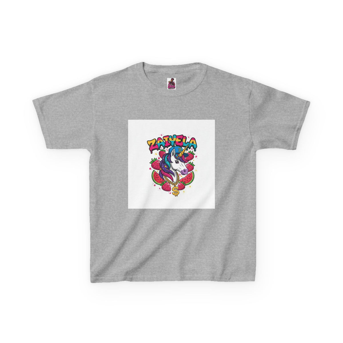 Kids Unicorn Graphic Tee Colorful Zaiyela Rainbow Design