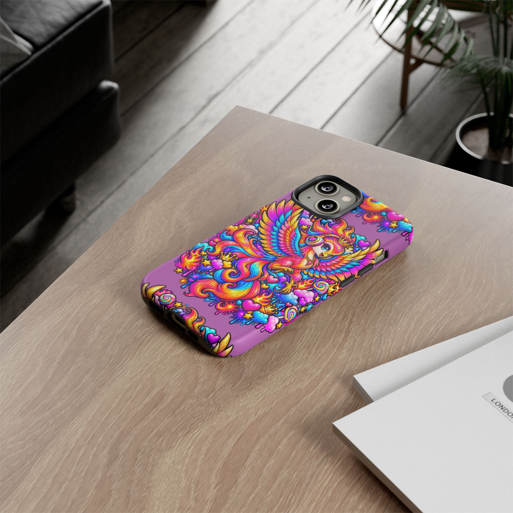 Phone Case — Vibrant Rainbow Phoenix with Headphones