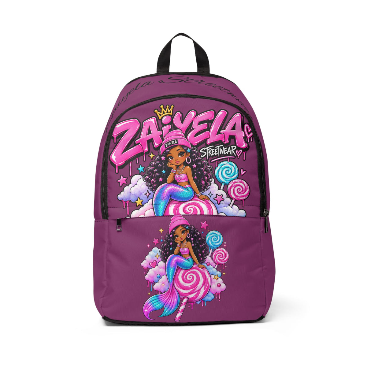 Mermaid Princess Backpack  Pink Candy-Graffiti Zayela Kids School Bag