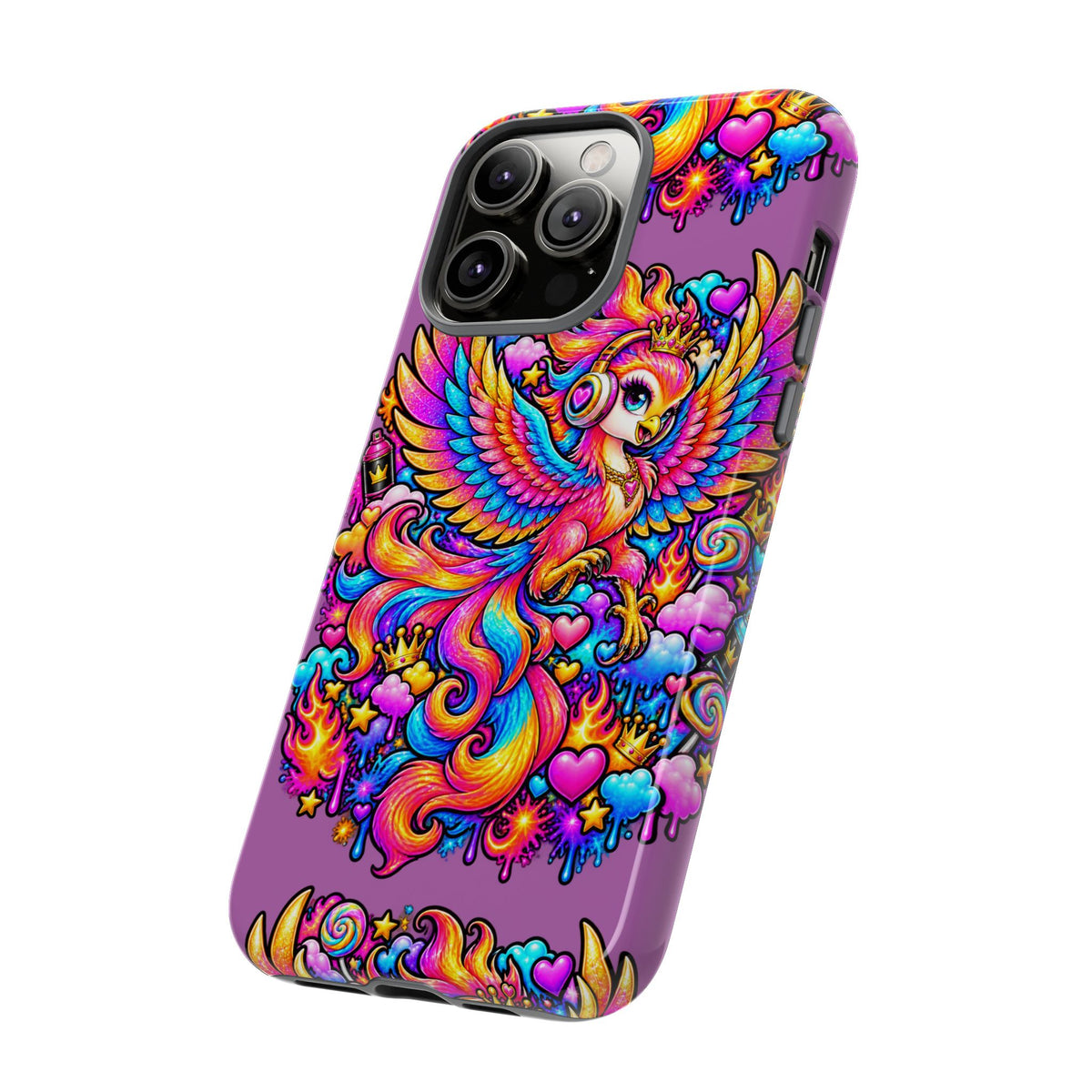 Phone Case — Vibrant Rainbow Phoenix with Headphones