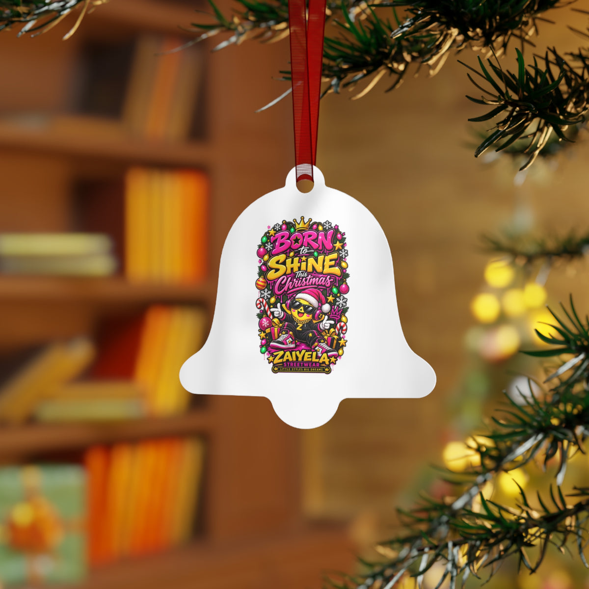 Born to Shine Christmas Metal Ornament — Festive Colorful Holiday Decoration