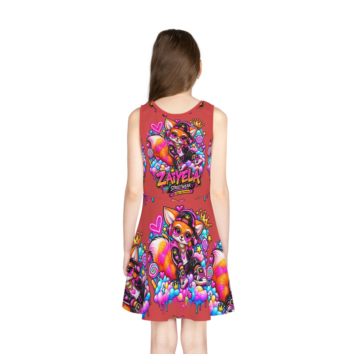 Girls' Sundress — Colorful 'Zaiyela' Streetwear Fox Print