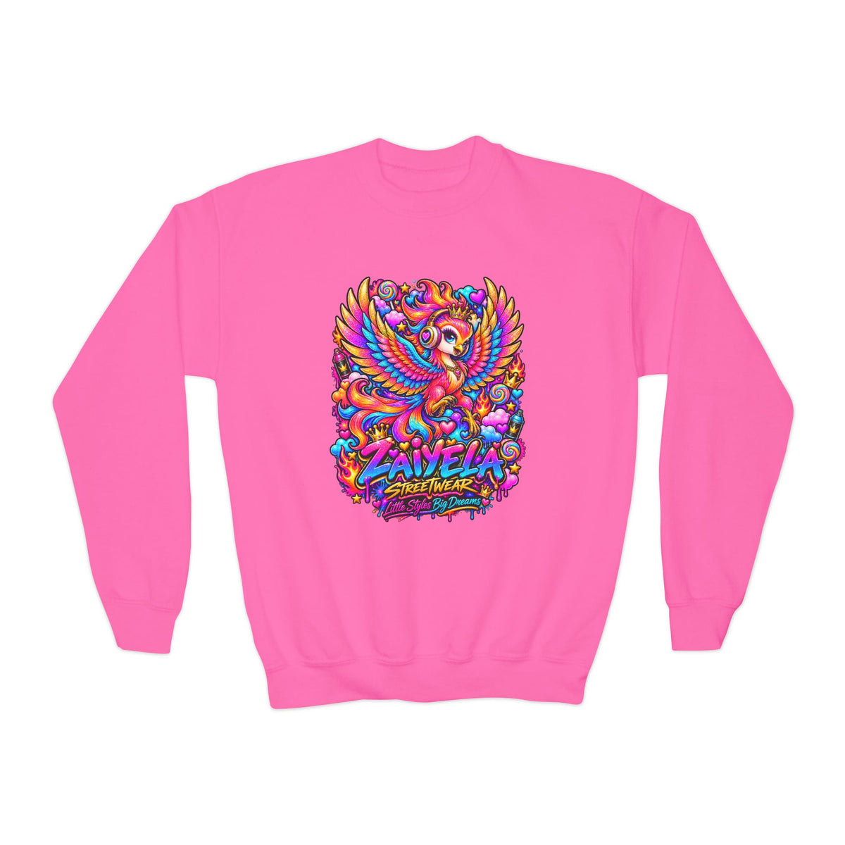 Youth Crewneck Sweatshirt — Colorful  Phoenix Graphic