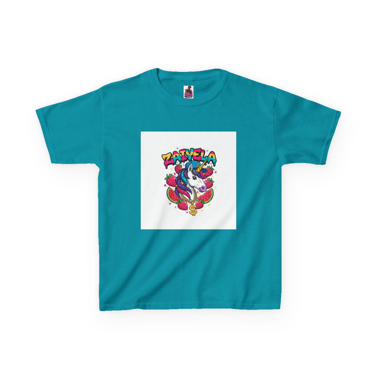 Kids Unicorn Graphic Tee Colorful Zaiyela Rainbow Design