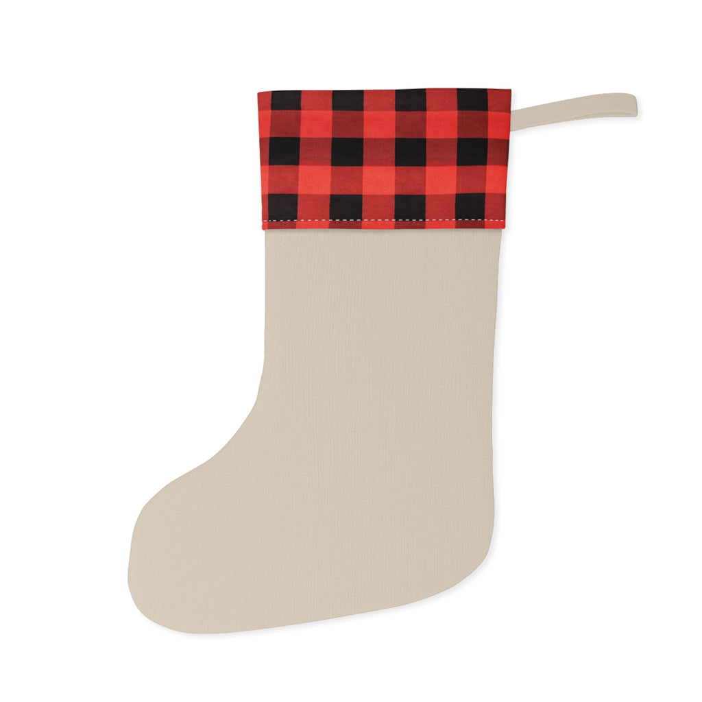 Shine Bright Holiday Christmas Stocking — Red Buffalo Plaid Top