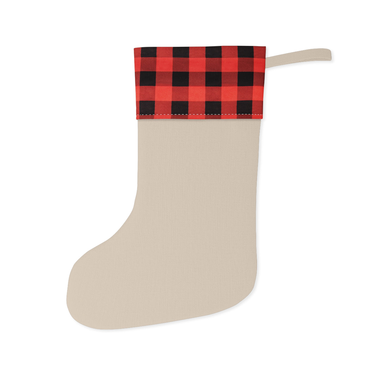 Shine Bright Holiday Christmas Stocking — Red Buffalo Plaid Top