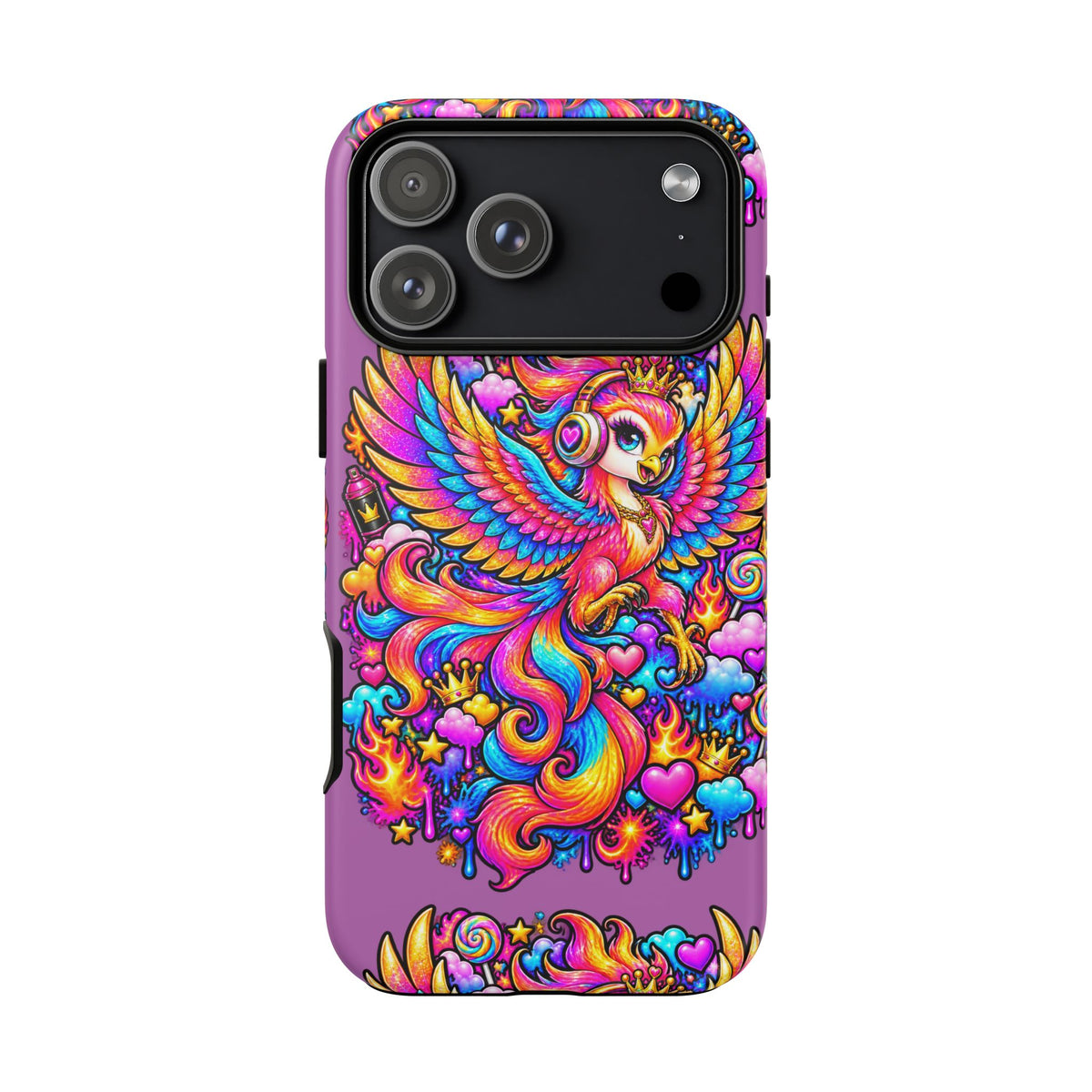 Phone Case — Vibrant Rainbow Phoenix with Headphones