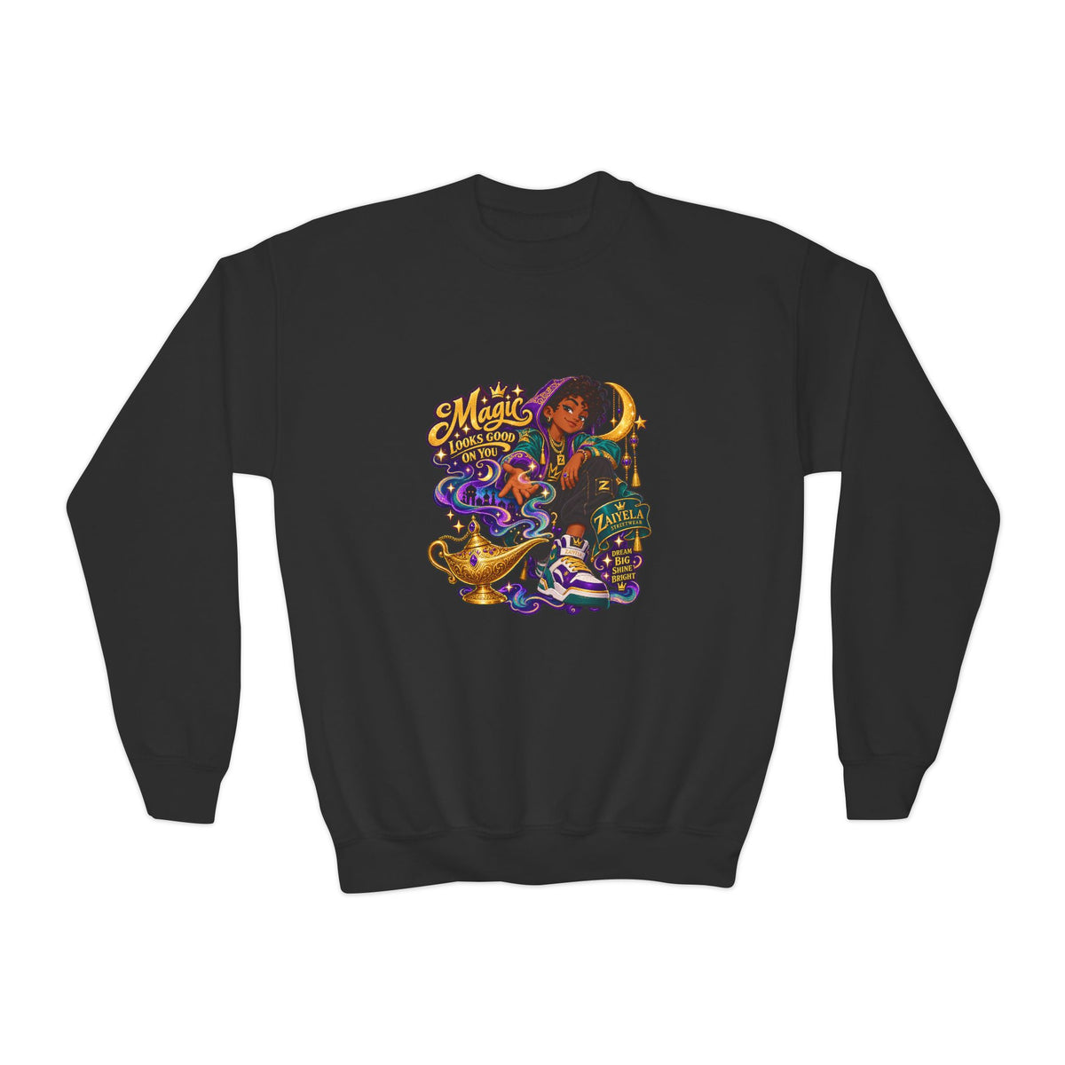 Dream Big Youth Crewneck Sweatshirt — Magic Follows You Graphic