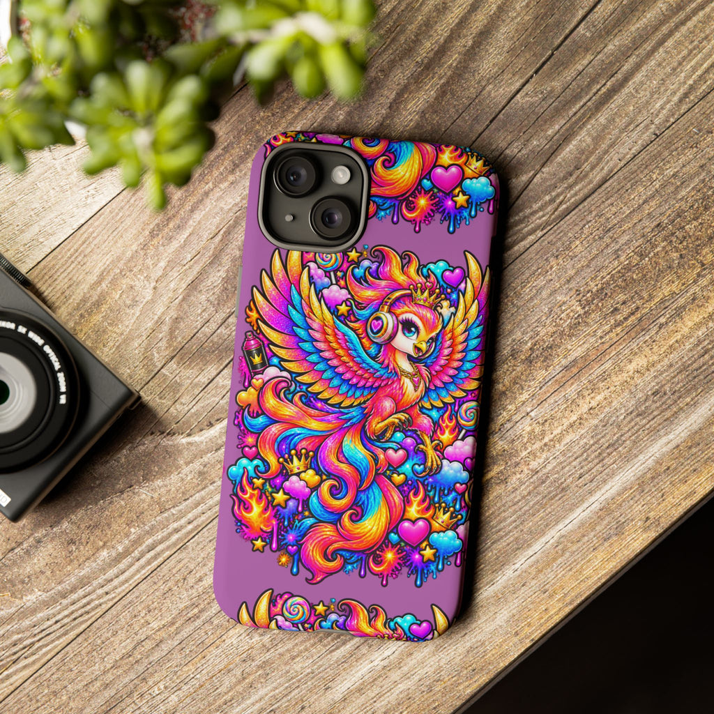 Phone Case — Vibrant Rainbow Phoenix with Headphones