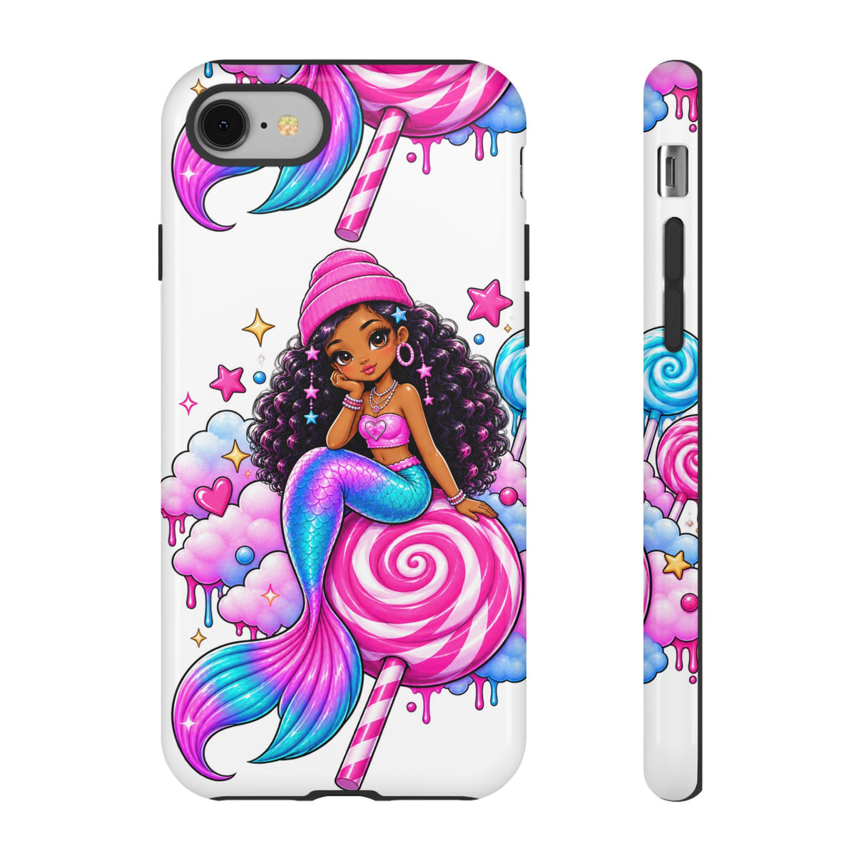 Cute Mermaid Candy Phone Case  Pink Lollipop Fantasy Tough Case
