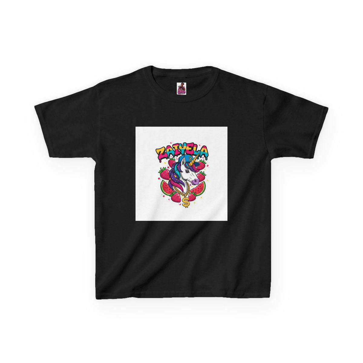Kids Unicorn Graphic Tee Colorful Zaiyela Rainbow Design