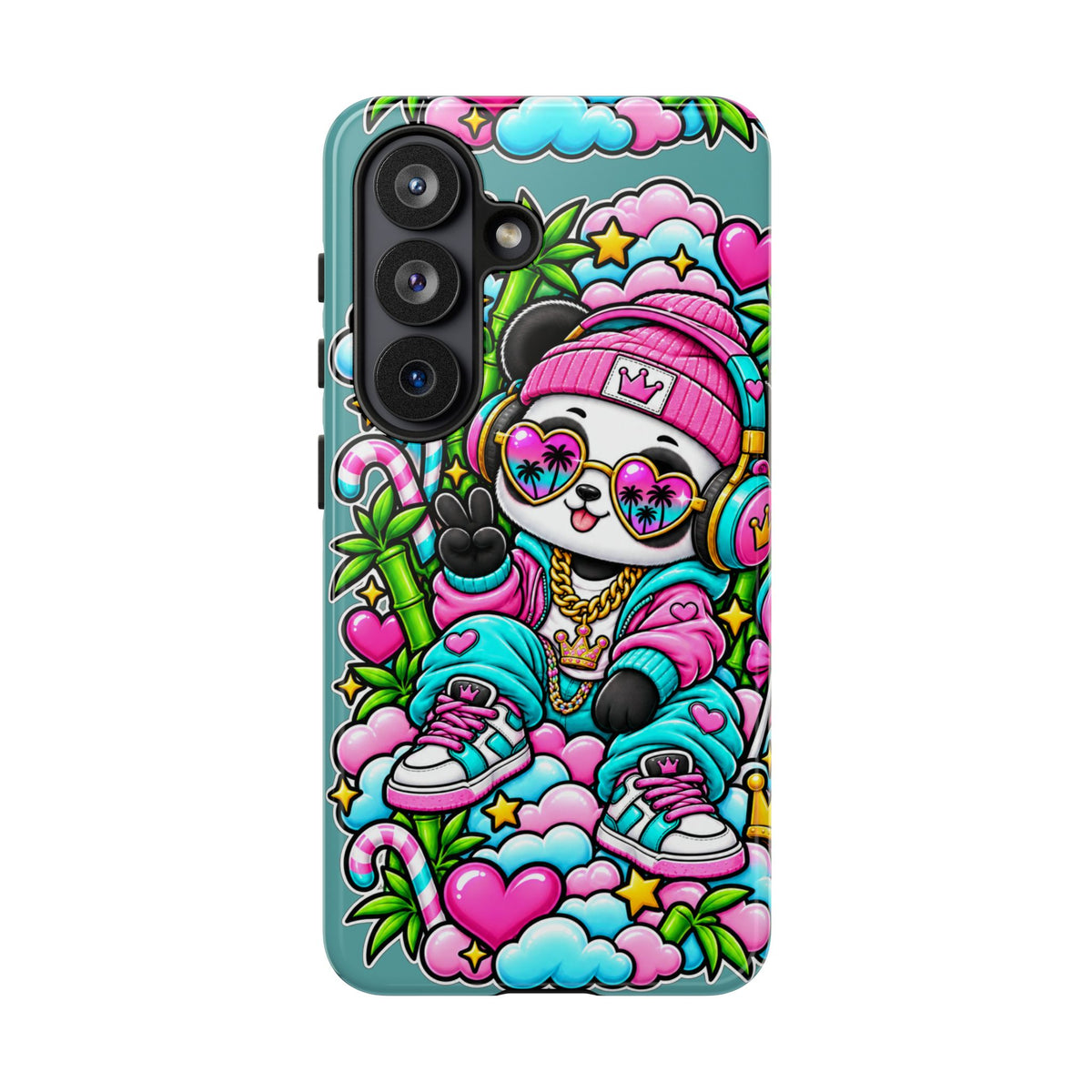 Cute Panda Phone Case Glam Panda Tropical Design