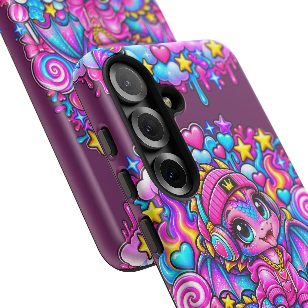 Cute Dragon Phone Case Purple Heart Crown Design