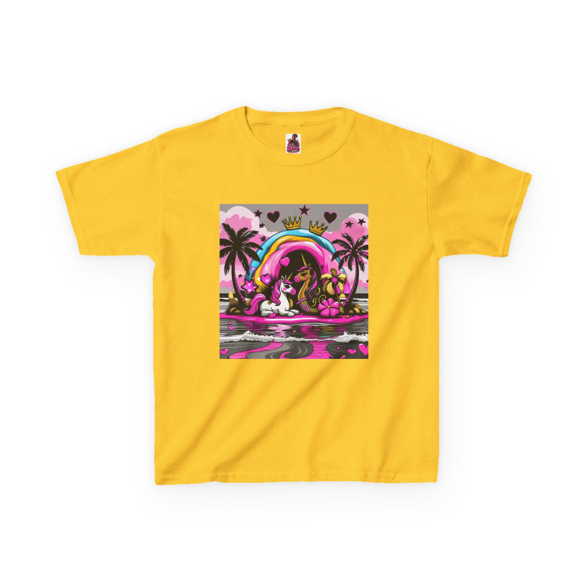 Kids Unicorn Rainbow Tee  Cute Pink Fantasy Graphic T-Shirt for Girls