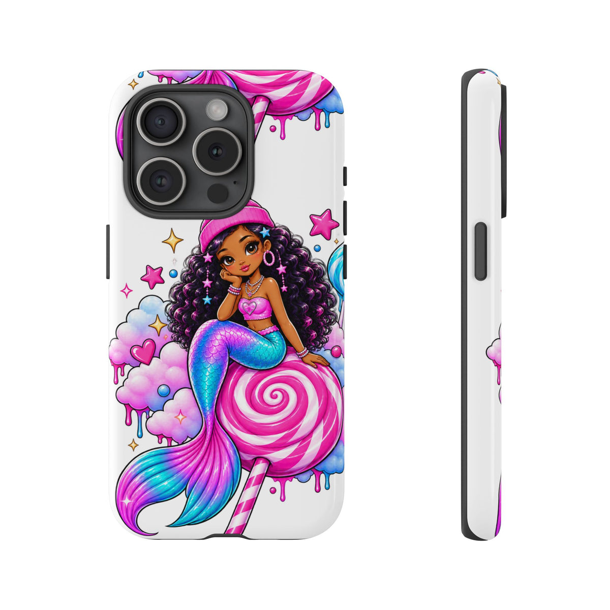 Cute Mermaid Candy Phone Case  Pink Lollipop Fantasy Tough Case